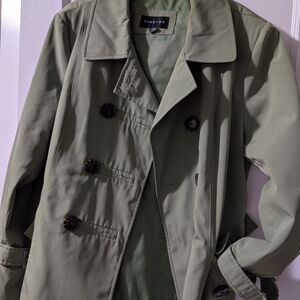 Braetan Olive Double-Breasted Trench Coat
